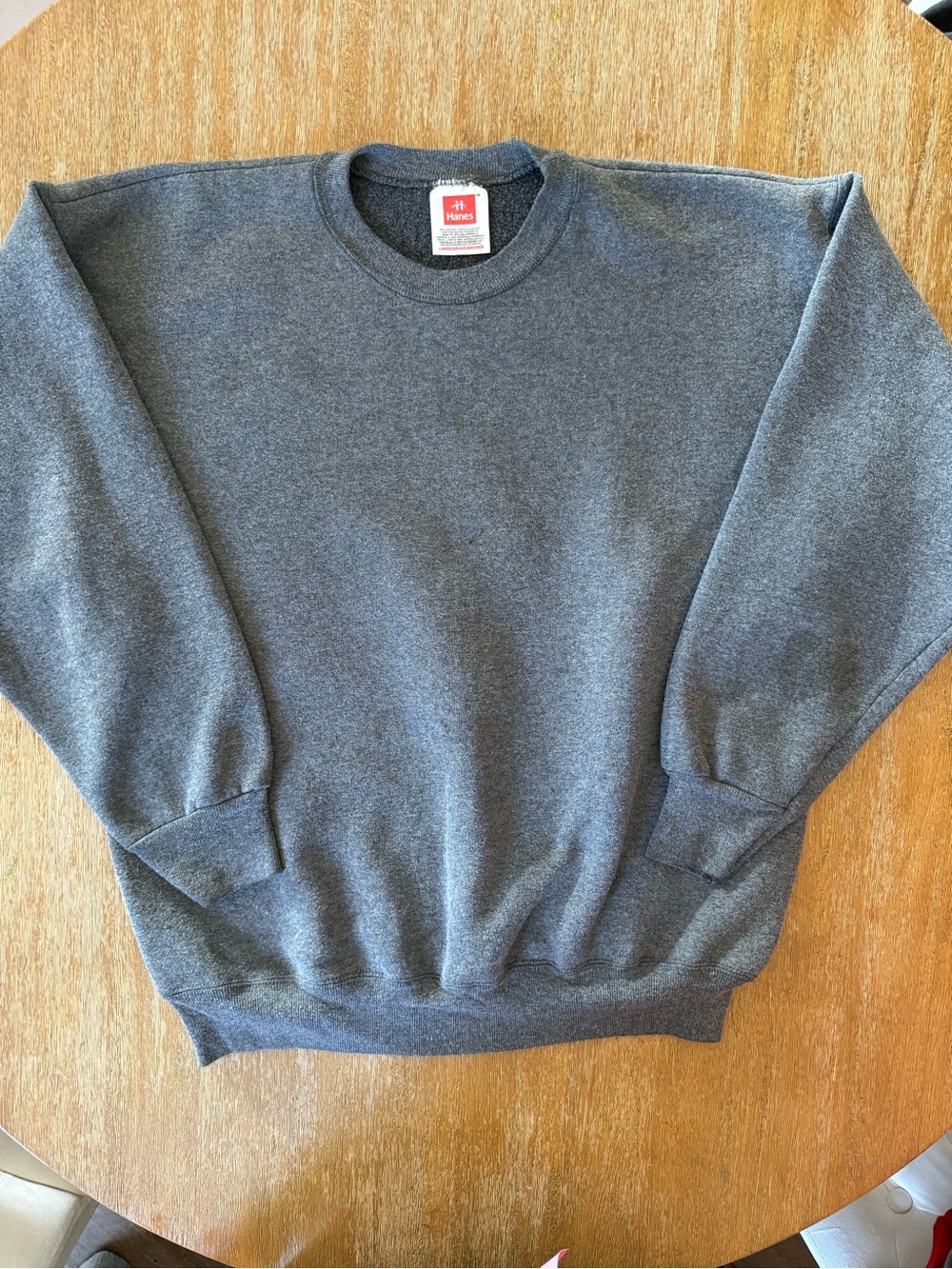 Vintage Hanes Men's Dark Gray Crewneck Sweatshirt